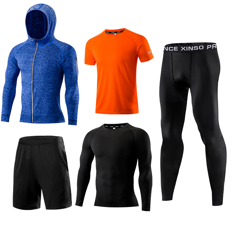 Running Gear Gym - Set Pakaian Fitness Pria 5-Piece Cepat