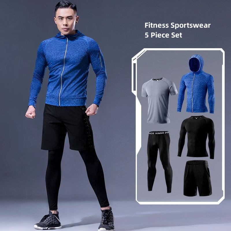 Set Pakaian Fitness Pria 5-Pie - Running Gear Gym ulasan dan harga